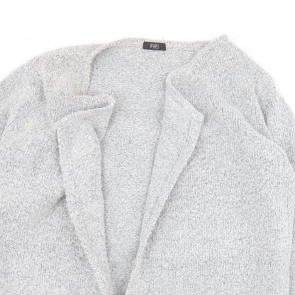 F&F Womens Grey V-Neck  Acrylic Cardigan Jumper Size 12