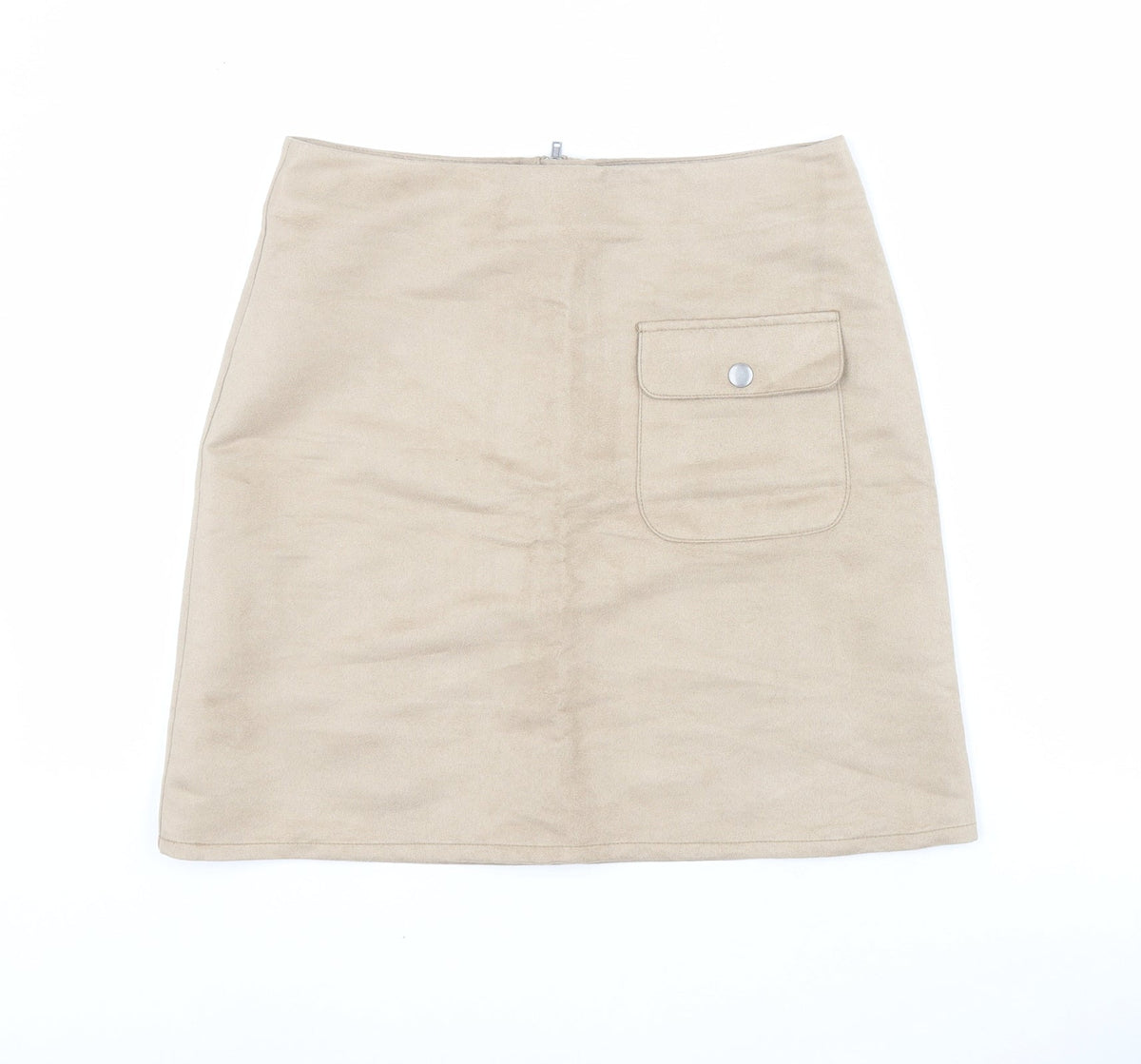 Additional front view of Villa Clothes women’s beige polyester a-line set, size XS, zip