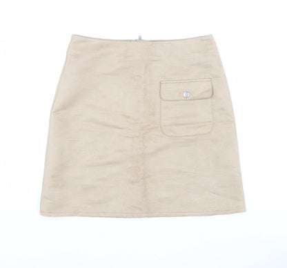Additional front view of Villa Clothes women’s beige polyester a-line set, size XS, zip