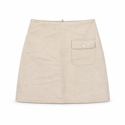 Front view of Villa Clothes women’s beige polyester a-line set, size XS, zip