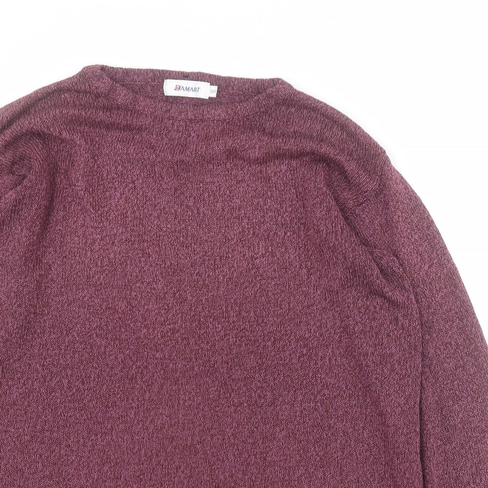 Damart Womens Purple Crew Neck  Acrylic Pullover Jumper Size 14