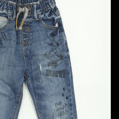 geprge Boys Blue  Cotton Straight Jeans Size 2 Years  Regular Tie