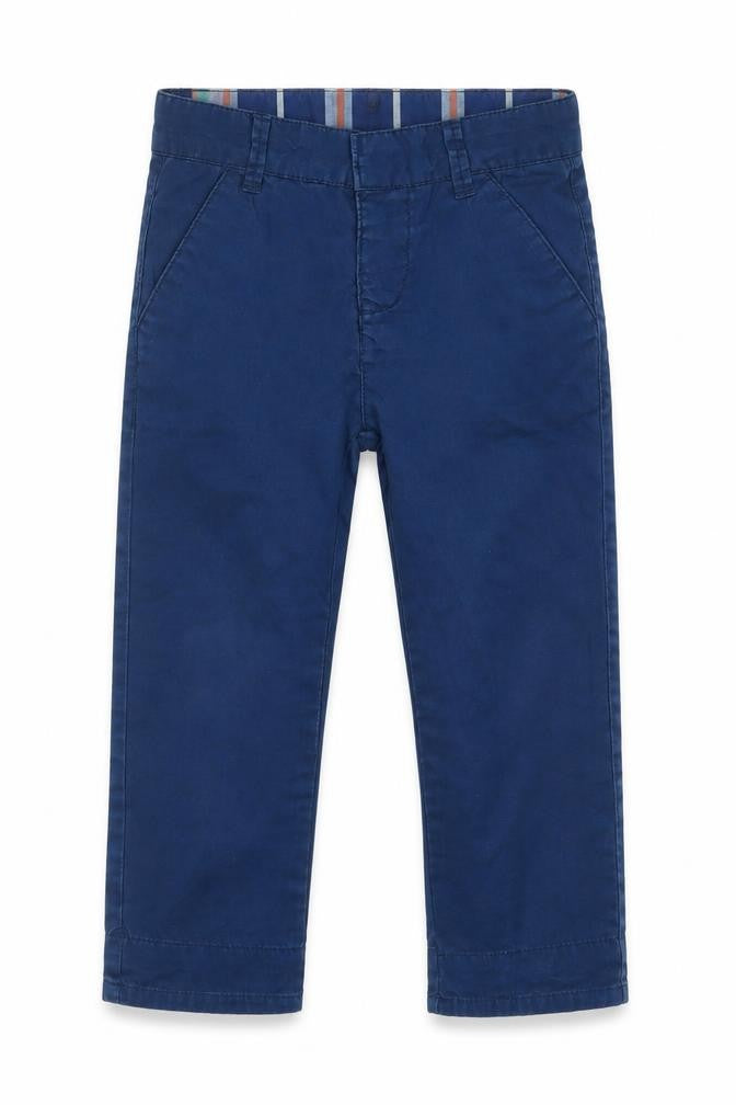 Front view of NAME IT boys’ blue cotton chino trousers, size 2, years regular button