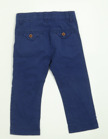 name it Boys Blue  Cotton Chino Trousers Size 2 Years  Regular Button