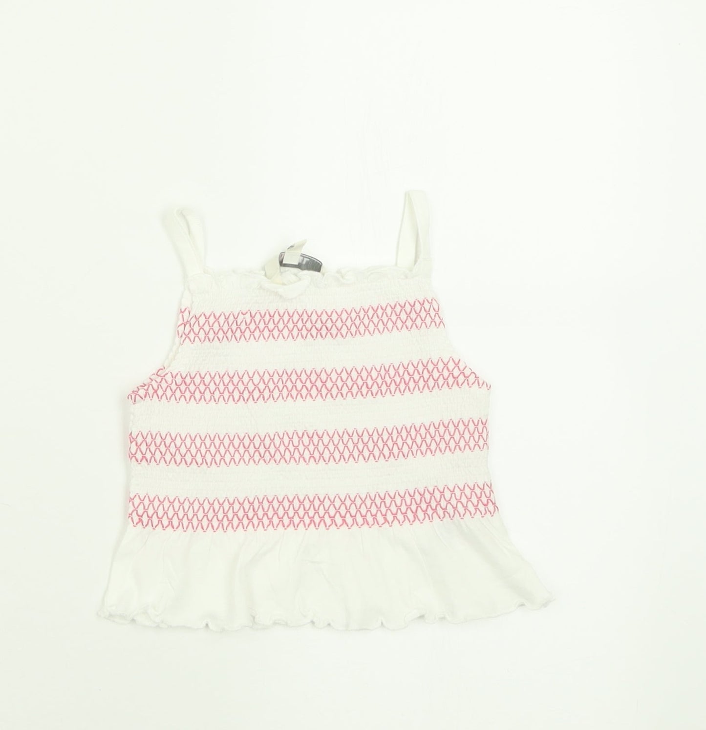 Evie Angel Girls Pink Striped Cotton Basic Tank Size 12-18 Months Square Neck Pullover