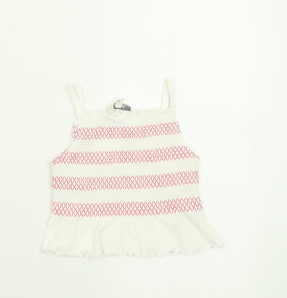 Evie Angel Girls Pink Striped Cotton Basic Tank Size 12-18 Months Square Neck Pullover