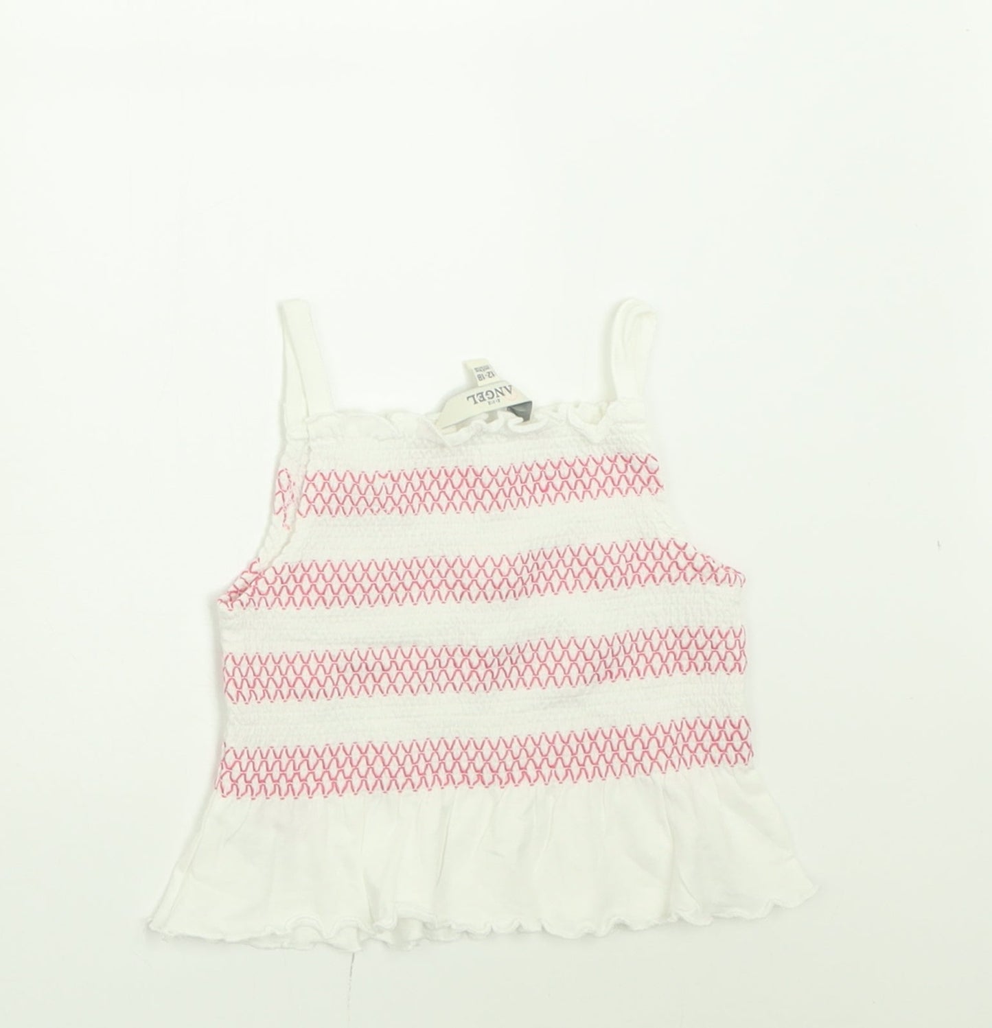 Evie Angel Girls Pink Striped Cotton Basic Tank Size 12-18 Months Square Neck Pullover