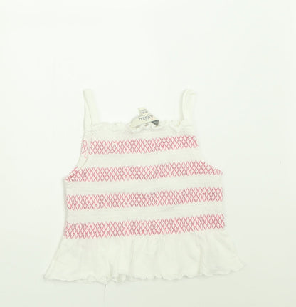 Evie Angel Girls Pink Striped Cotton Basic Tank Size 12-18 Months Square Neck Pullover