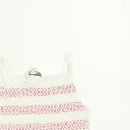 Evie Angel Girls Pink Striped Cotton Basic Tank Size 12-18 Months Square Neck Pullover