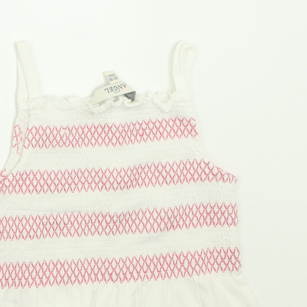 Evie Angel Girls Pink Striped Cotton Basic Tank Size 12-18 Months Square Neck Pullover