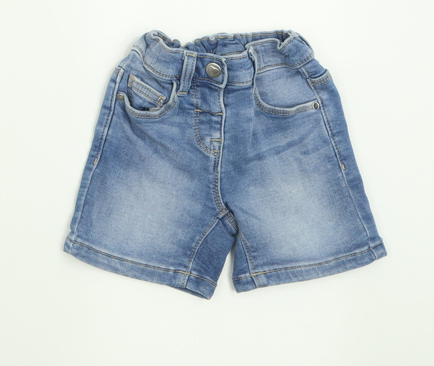 Matalan Girls Blue  Cotton Cropped Jeans Size 9-12 Months  Button
