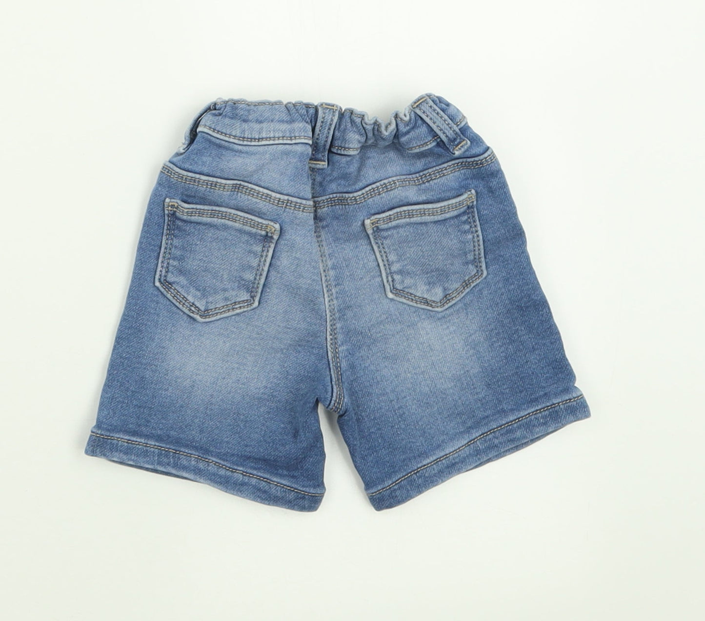 Matalan Girls Blue  Cotton Cropped Jeans Size 9-12 Months  Button