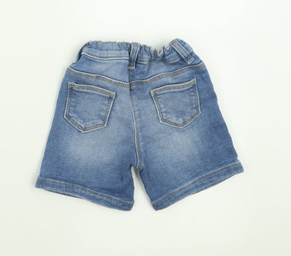 Matalan Girls Blue  Cotton Cropped Jeans Size 9-12 Months  Button