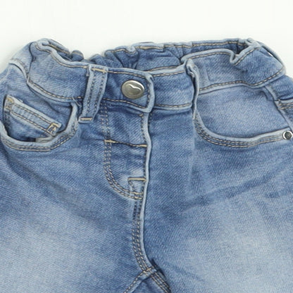 Matalan Girls Blue  Cotton Cropped Jeans Size 9-12 Months  Button
