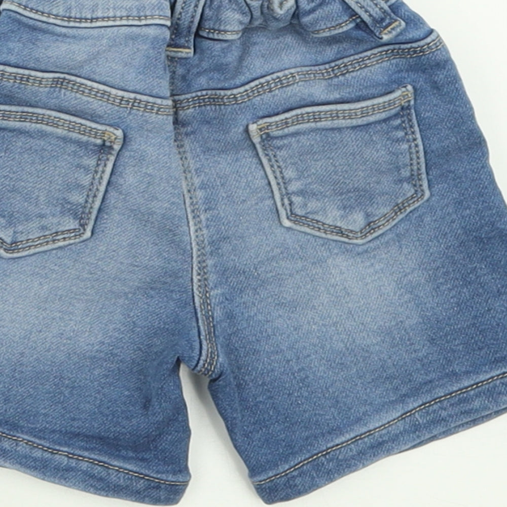 Matalan Girls Blue  Cotton Cropped Jeans Size 9-12 Months  Button