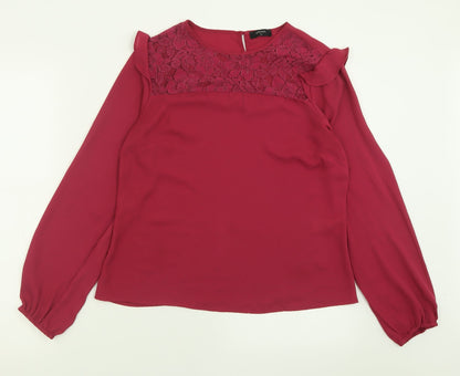 Papaya Womens Purple  Polyester Basic Blouse Size 10 Crew Neck