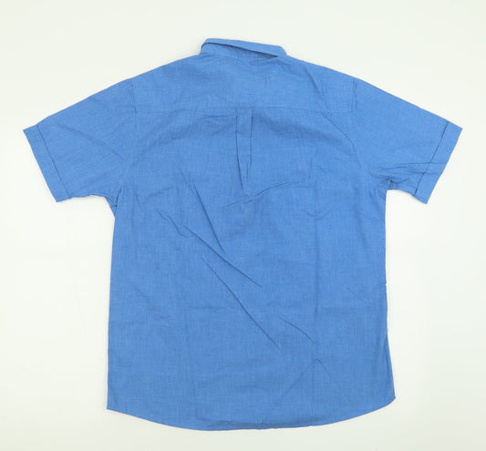 Mens UK Size M Premier MAN Blue  Button-Up Short Sleeve Casual Shirt