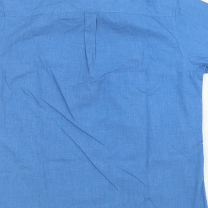 Mens UK Size M Premier MAN Blue  Button-Up Short Sleeve Casual Shirt