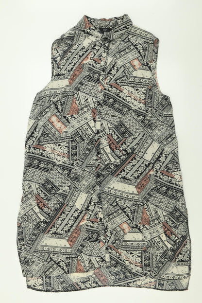 F&F Womens Multicoloured Geometric Viscose A-Line  Size 14  Collared Button