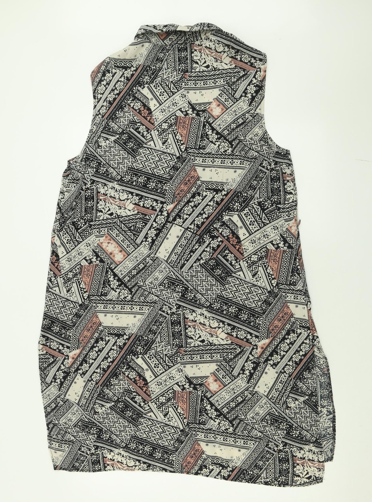 F&F Womens Multicoloured Geometric Viscose A-Line  Size 14  Collared Button