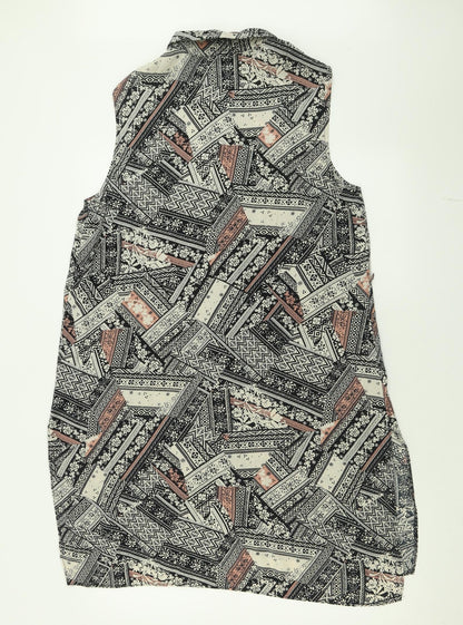 F&F Womens Multicoloured Geometric Viscose A-Line  Size 14  Collared Button