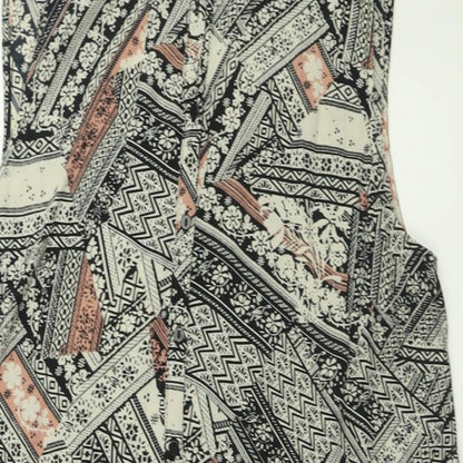 F&F Womens Multicoloured Geometric Viscose A-Line  Size 14  Collared Button