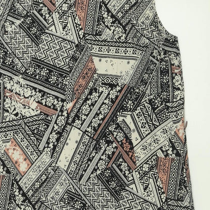 F&F Womens Multicoloured Geometric Viscose A-Line  Size 14  Collared Button