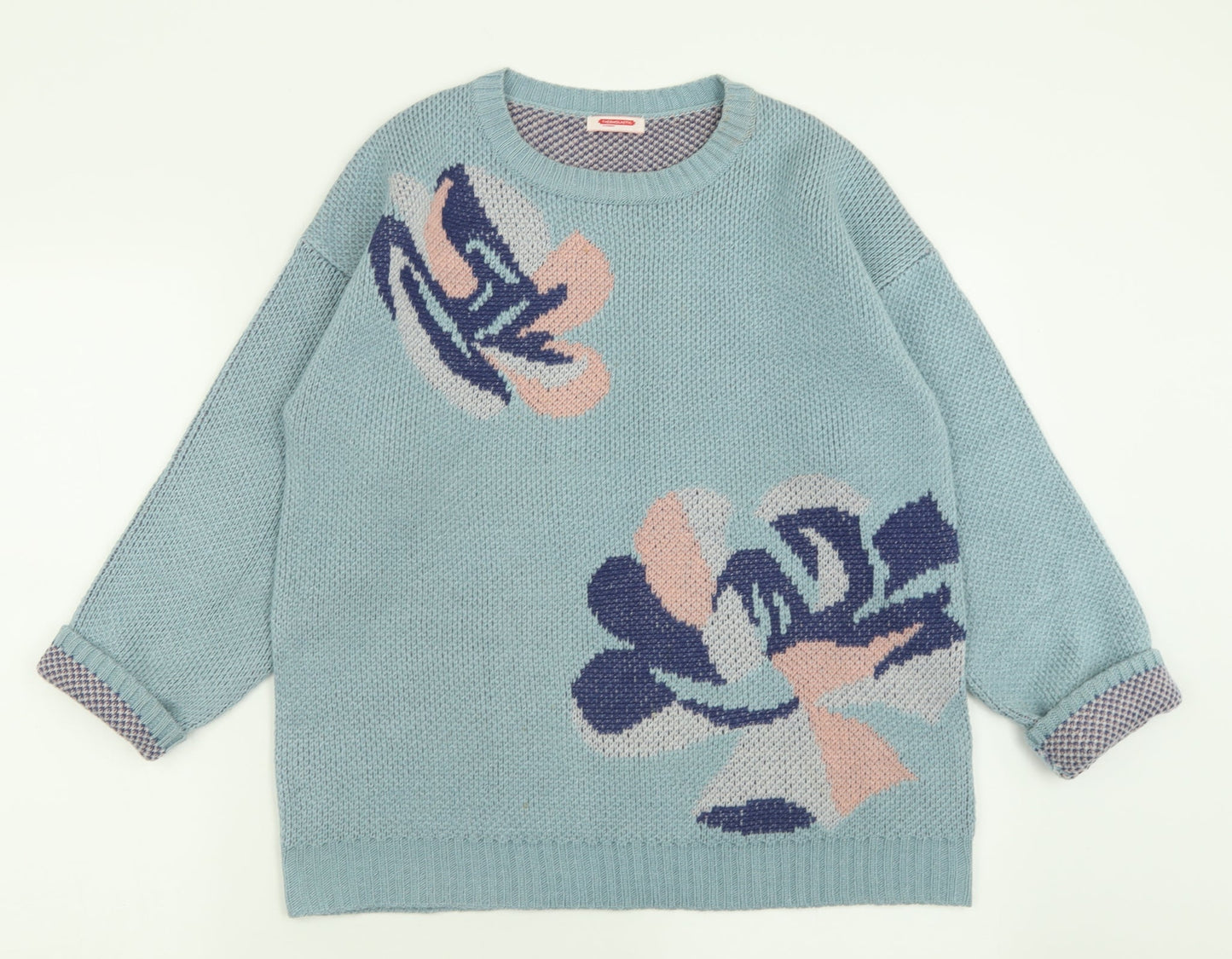 Damart Womens Blue Crew Neck  Acrylic Pullover Jumper Size 12