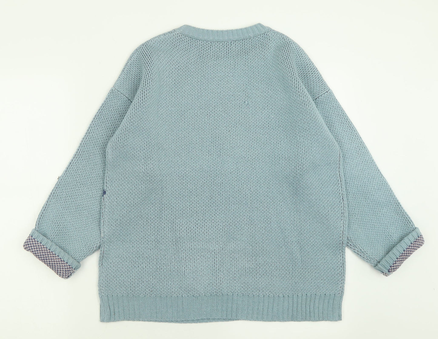 Damart Womens Blue Crew Neck  Acrylic Pullover Jumper Size 12