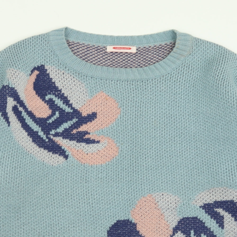 Damart Womens Blue Crew Neck  Acrylic Pullover Jumper Size 12