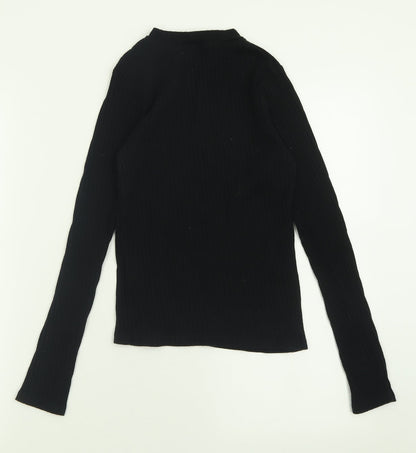 River Island Womens Black Crew Neck  Cotton Pullover Jumper Size 8