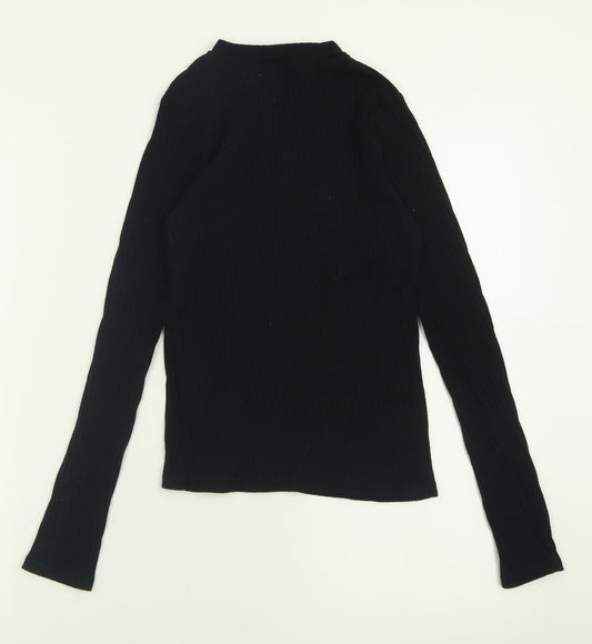 River Island Womens Black Crew Neck  Cotton Pullover Jumper Size 8