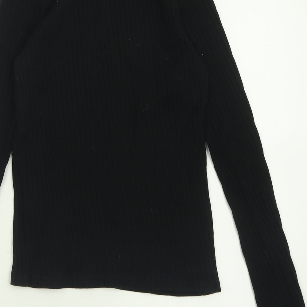 River Island Womens Black Crew Neck  Cotton Pullover Jumper Size 8