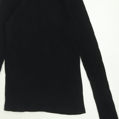 River Island Womens Black Crew Neck  Cotton Pullover Jumper Size 8
