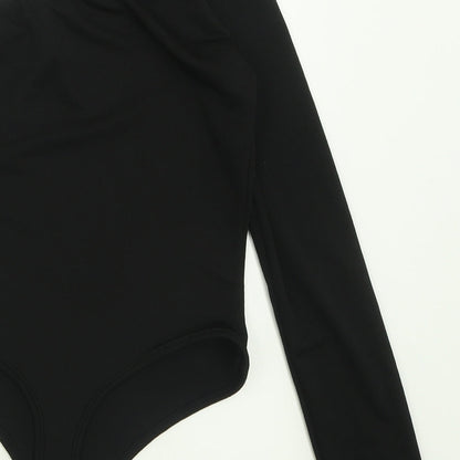 PRETTYLITTLETHING Womens Black  Polyester Bodysuit One-Piece Size 10  Button