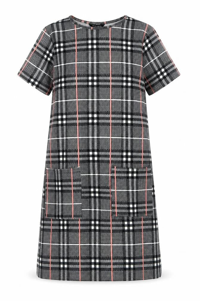 Peacocks Womens Grey Check Polyester A-Line  Size 8  Crew Neck Pullover