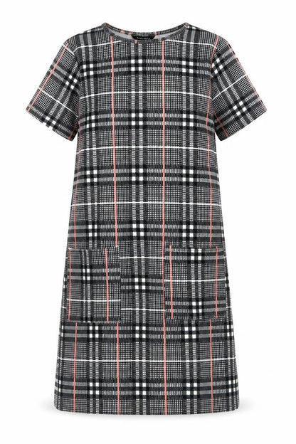 Peacocks Womens Grey Check Polyester A-Line  Size 8  Crew Neck Pullover