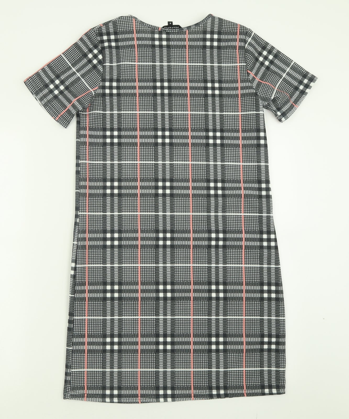 Peacocks Womens Grey Check Polyester A-Line  Size 8  Crew Neck Pullover