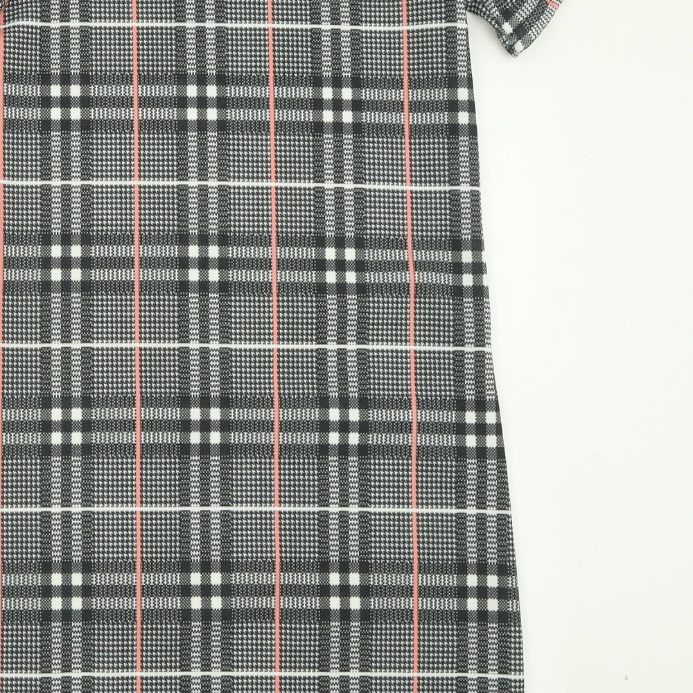 Peacocks Womens Grey Check Polyester A-Line  Size 8  Crew Neck Pullover