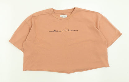 Womens UK Size 6 Topshop Orange Cropped T-Shirt