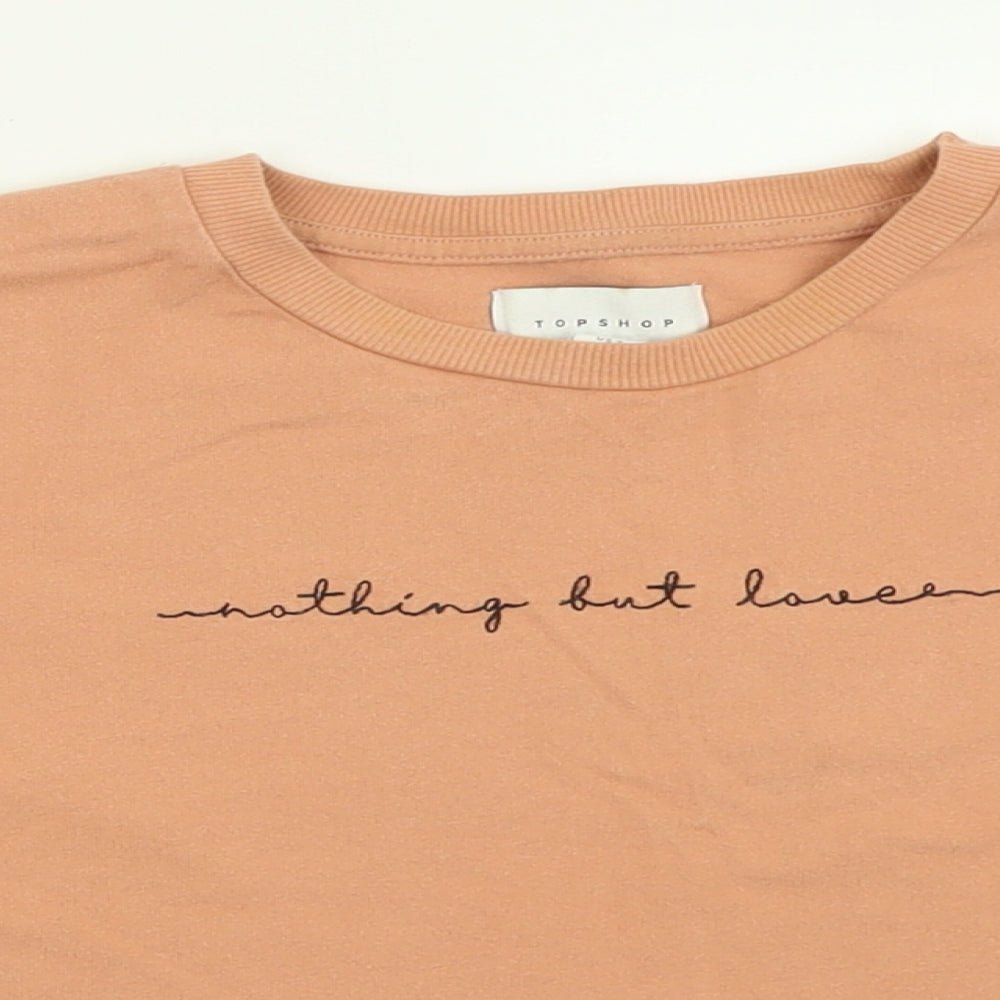 Womens UK Size 6 Topshop Orange Cropped T-Shirt