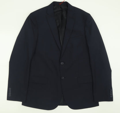TU Mens Blue  Polyester Jacket Suit Jacket Size 40