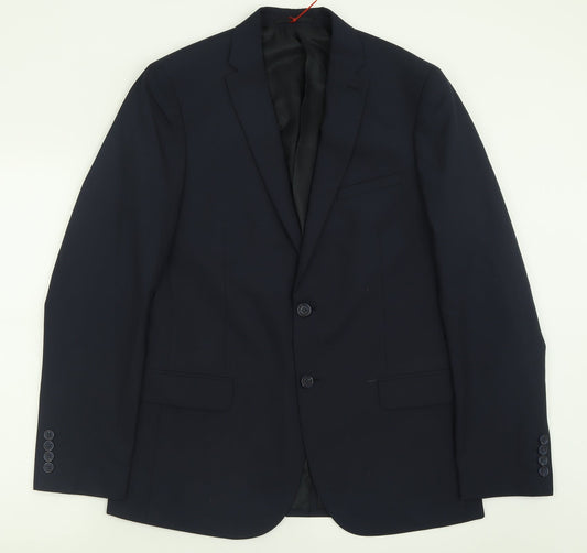 TU Mens Blue  Polyester Jacket Suit Jacket Size 40