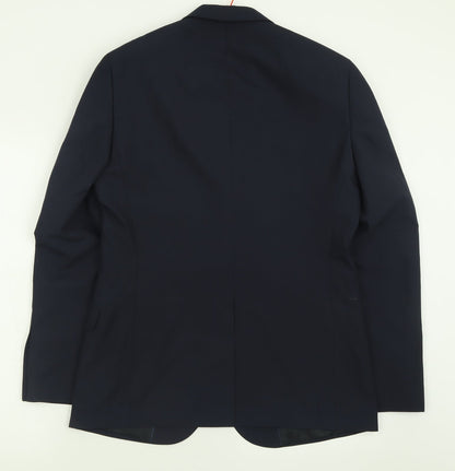 TU Mens Blue  Polyester Jacket Suit Jacket Size 40