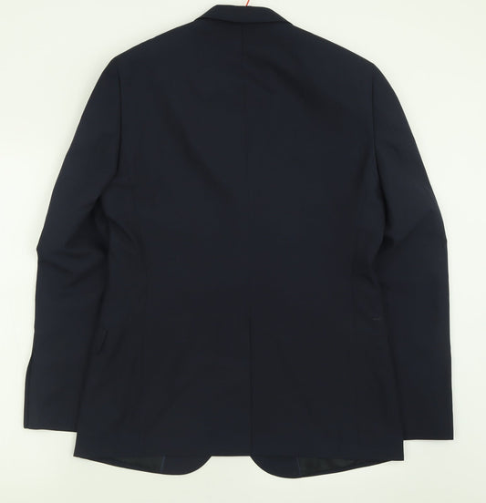 TU Mens Blue  Polyester Jacket Suit Jacket Size 40