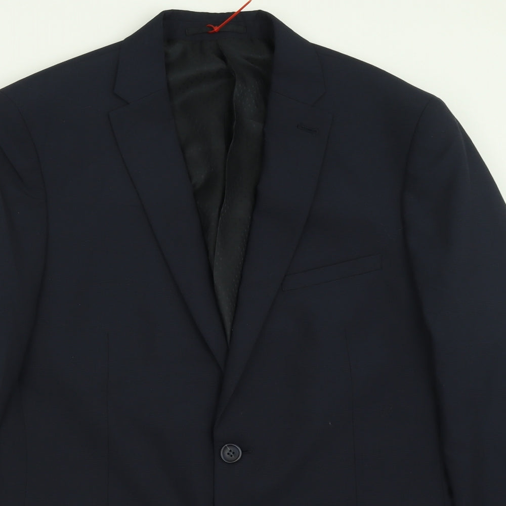 TU Mens Blue  Polyester Jacket Suit Jacket Size 40