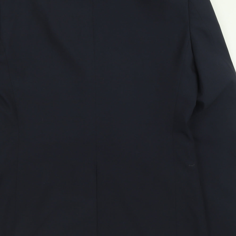 TU Mens Blue  Polyester Jacket Suit Jacket Size 40