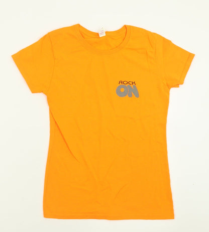 Womens UK Size S Anvil Orange Basic T-Shirt