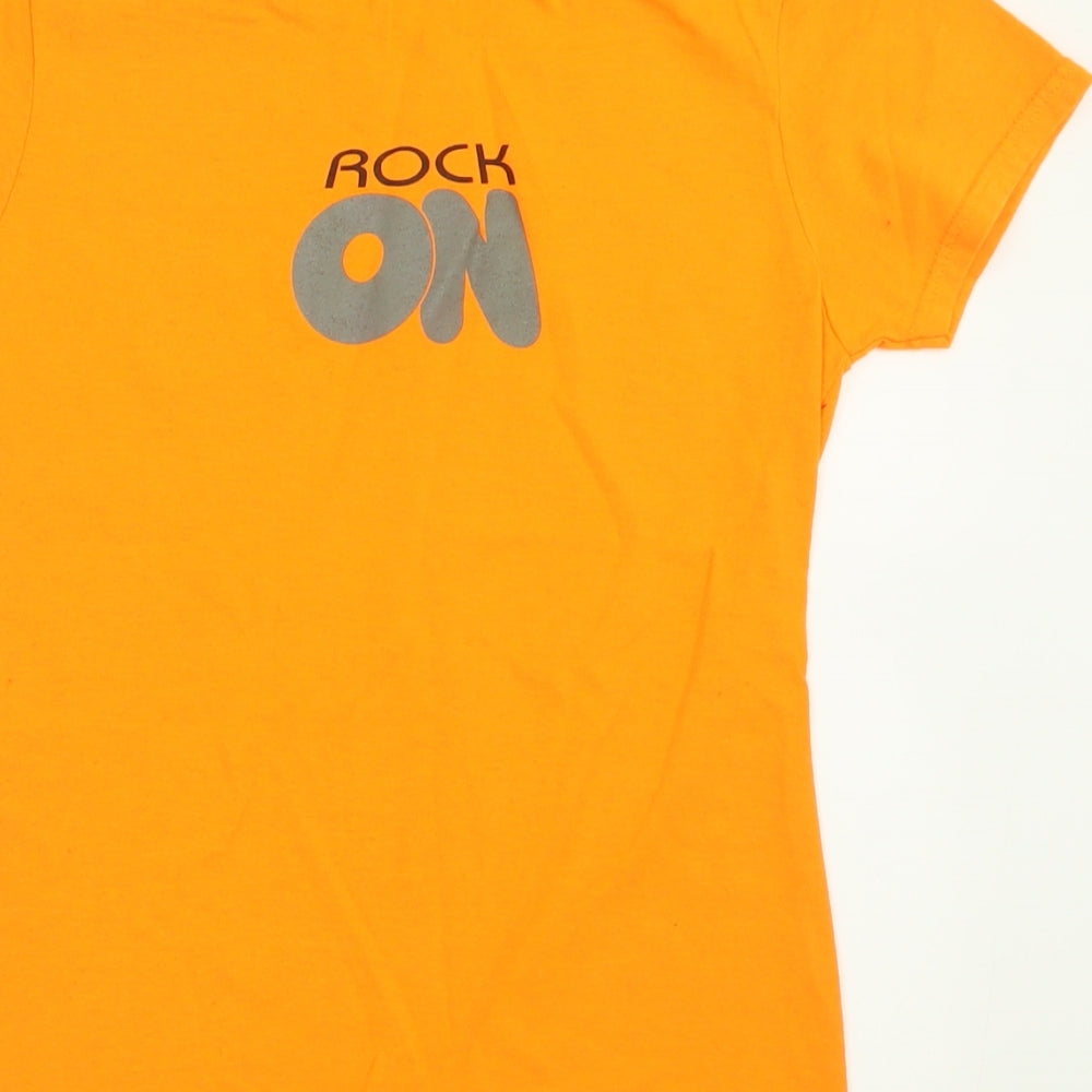 Womens UK Size S Anvil Orange Basic T-Shirt
