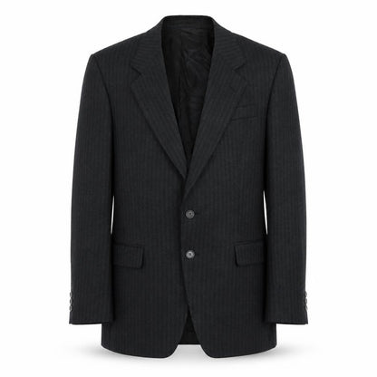 Front view of Michael Stewart men’s black acetate jacket suit jacket, size 40